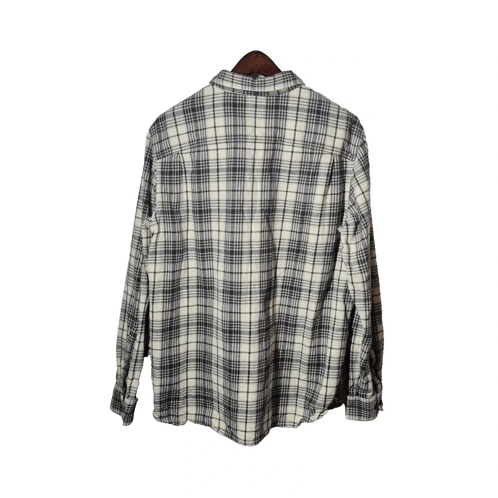 North Face Shirt Mens‎ Large Beige Gray Plaid Button Down Long Sleeve Flannel